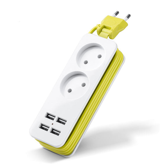 EU Plug Travel Power Board Portable Extension Power Socket with 4 USB Wall Charger Intelligent Desktop Socket