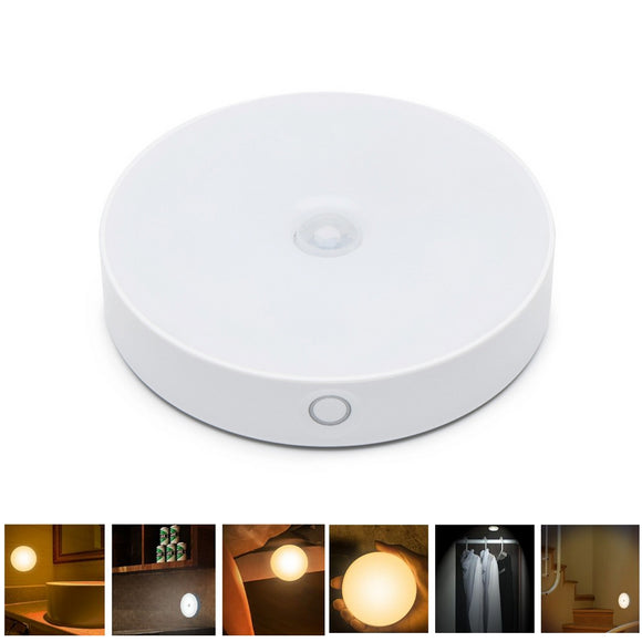 6 LED USB Rechargeable PIR Motion Sensor Light Control LED Night Lamp Magnet Wall Light for Cabinet Bedside