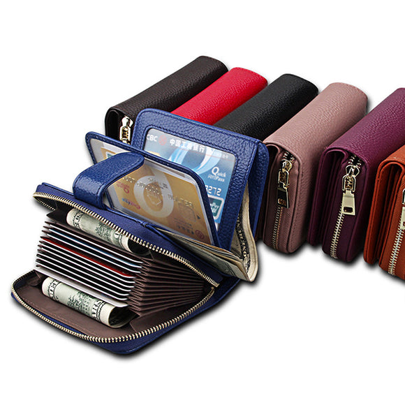 Genuine Leather Unisex 10 Card Slot Wallet Fashion Hasp Card Holder