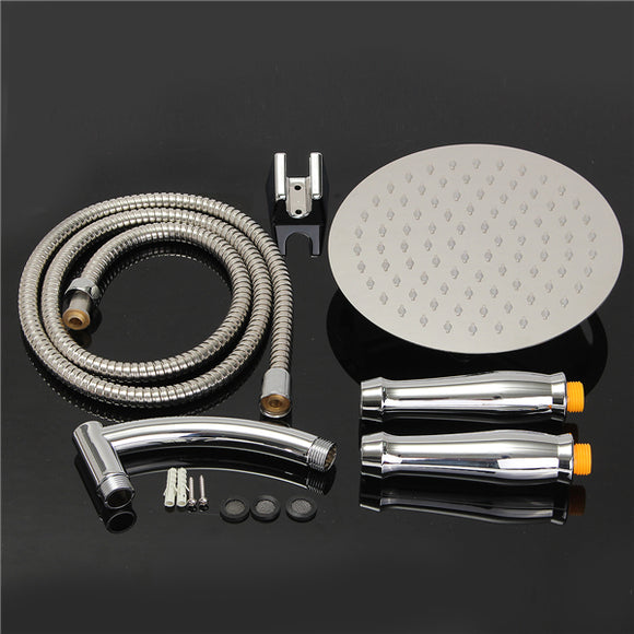 8inch Round Stainless Steel Bathroom Rainfall Shower Head With Hose