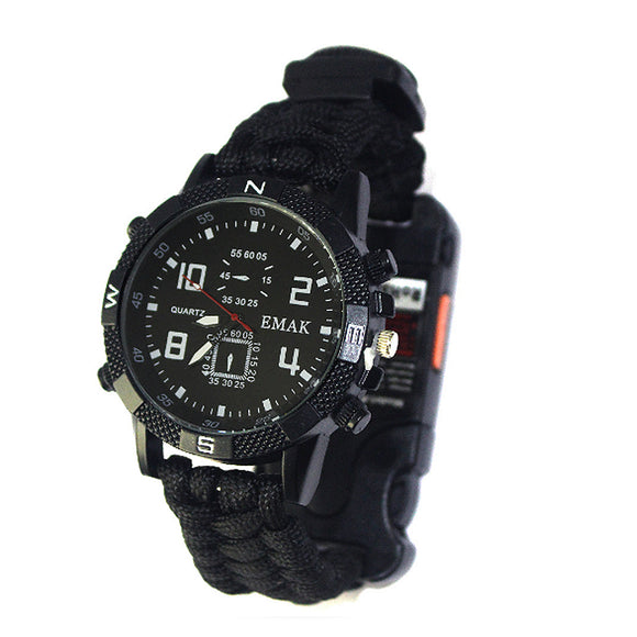 8 in 1 EDC Survival Paracord Watch Outdoor Travel Emergency Wristband Multifunctional Tool Kits
