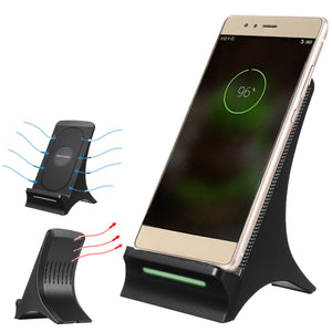 Qi Wireless 2 Coils Fan Cooling Desktop Holder Fast Charger for Samsung Galaxy S8 Plus S6 S7