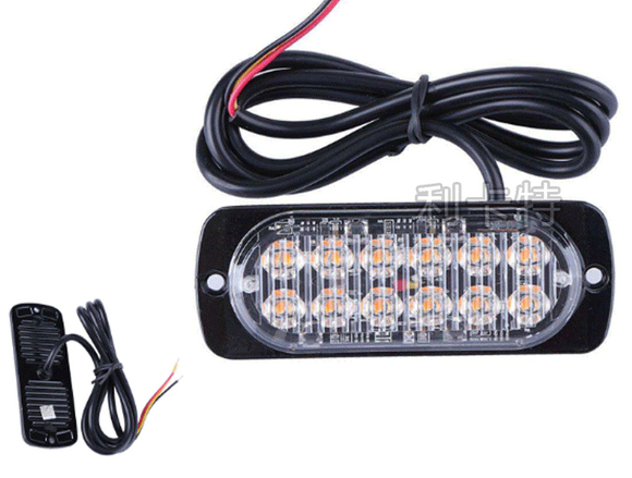 Ultra Thin 12V 24V Strobe Flash , 12SMD Emergency Warning Light Bus Truck 36W LED Side Warning Light