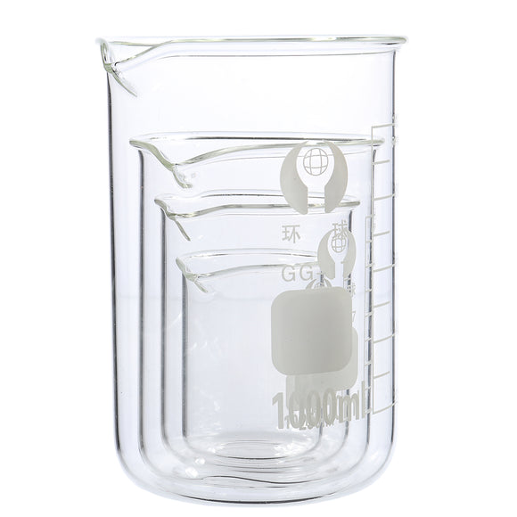 4Pcs 100ml 250ml 500ml 1000ml Beaker Set Graduated Borosilicate Glass Beaker Volumetric Measuring Laboratory Glassware