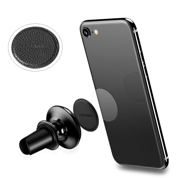 USAMS PU Leather Strong Adhesive Car Mount Metal Plate Phone Holder Sucking Disk for Mobile Phone