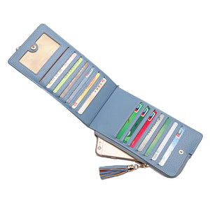 Women Tassel Long Card Holder Candy Color Zipper Purse Coin Bags 5.5'' Phone Case For Iphone 7P