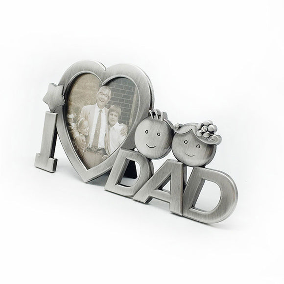 I Love Dad Father's Day Heart Shape Photo Desk Stand Frame Decor