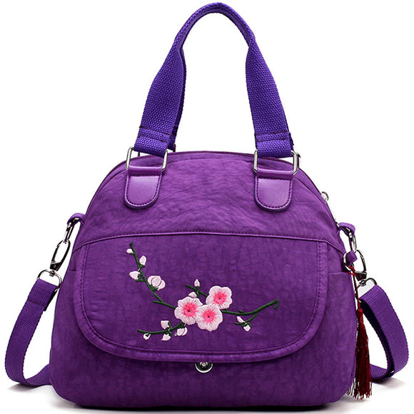Flower Pattern Nylon National Style Handbag Shoulder Bag Crossbody Bag For Women