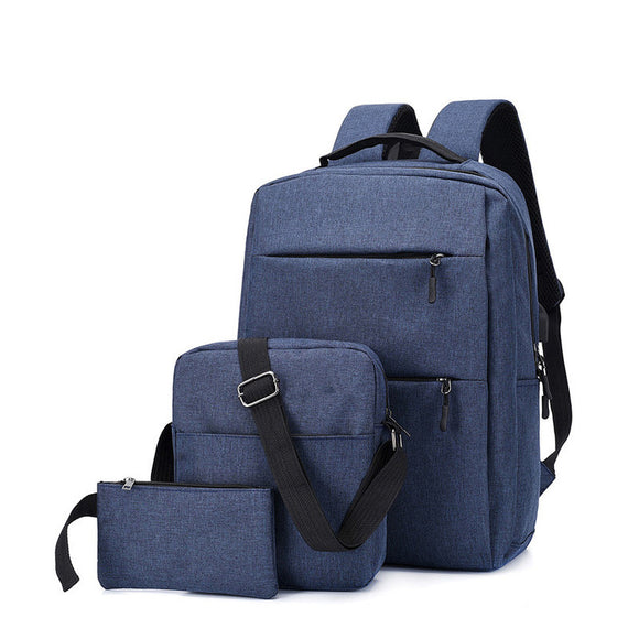 3Pcs Backpack Set 20.8L 15.6-inch USB Charging Laptop Bag Waterproof Shoulder Bag Pen Bag For Camping Travel