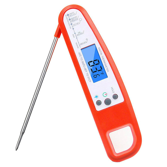 Instant Read Digital Food Meat Thermometer w/ Probe for Cooking BBQ Grill BBQ Thermometer-Red