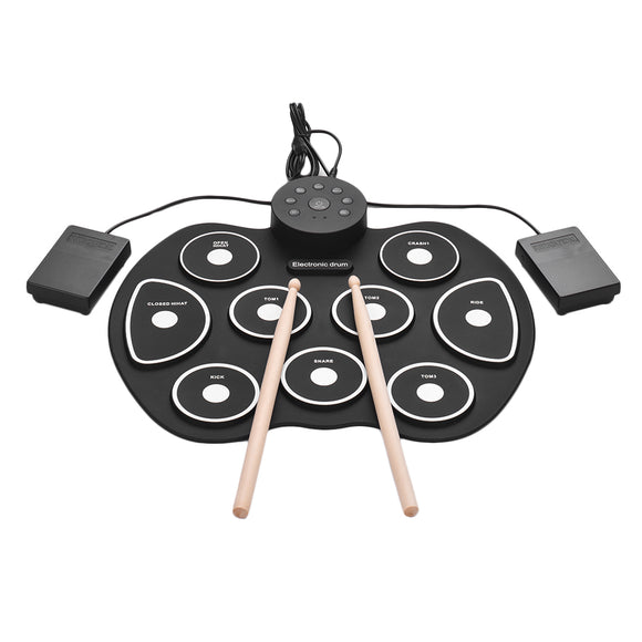 iword G4002 9 Drums Hand Roll Digital Drum Electronic Drum with Drumsticks Foot Pedals for Beginners