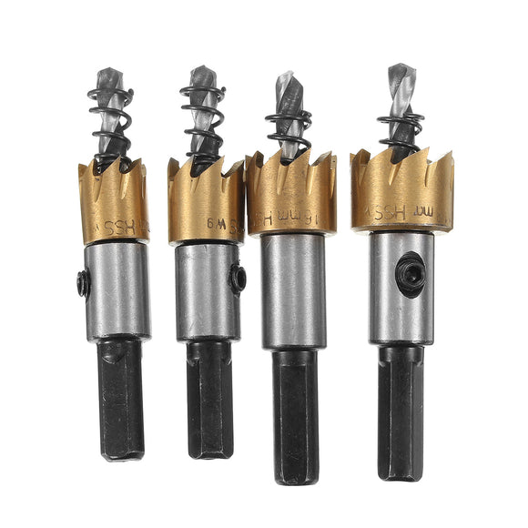 4pcs 12/14/16/18mm HSS Titanium Coated Hole Saw Cutter Drill Bit Set