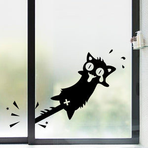 Honana Cartoon Clip to The Tail of A Cat Wall Sticker Carved PVC for Home Doors Windows Decor Decals