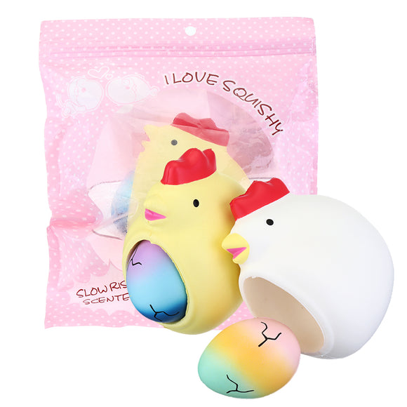 2 In 1 Squishy Chick Lay Eggs 12*10*7cm Funny Slow Rising Toy With Original Packing