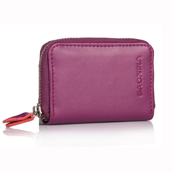 Women Zipper 11 Card Holder Genuine Leather Short Wallets Purse Coin Bags