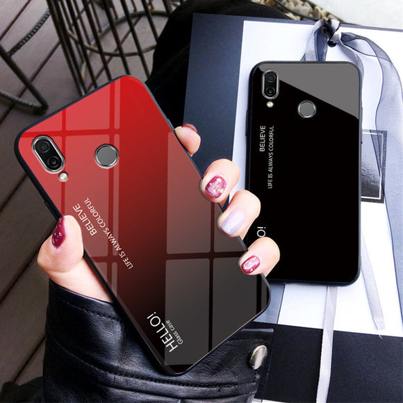 Bakeey Gradient Color Tempered Glass + Soft TPU Back Cover Protective Case for Xiaomi Redmi 7 / Redmi Y3