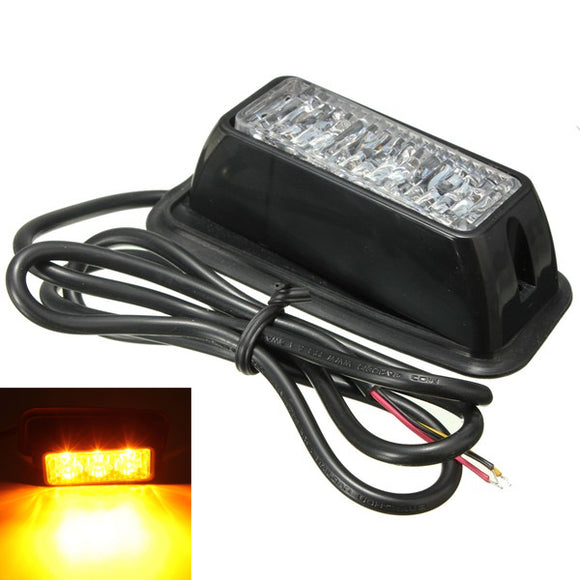 12V 3W 3 LED Emergency Strobe Flashlight Yellow Waterproof