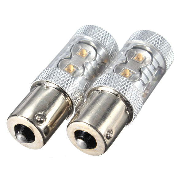 Pair 50W 10LED 1600LM P21W 1156 BA15S Reverse Brake Indicator Light Bulbs