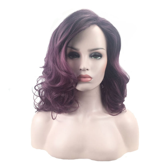 Long Wavy Curls Gradient Color Synthetic High-temperature Fiber Wig