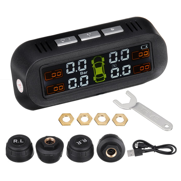 TY-1 Tire Pressure Monitor System Real-time Tester LCD Screen with 4 External Sensors Auto Power On Off