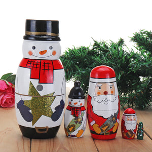 5PCS Russian Wooden Nesting Matryoshka Doll Handcraft Decoration Christmas Gifts