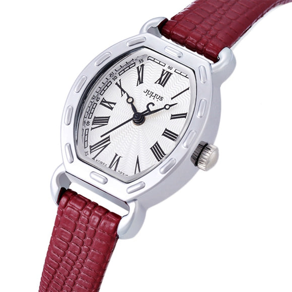 JULIUS 544 Luxury Ladies Slim Leather Strap Simple Dials Women Quartz Wrist Watch