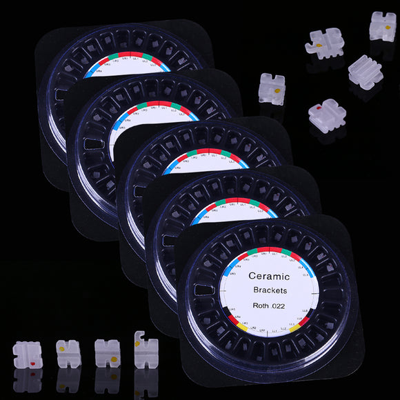 5 Boxes Dental Teeth Orthodontic Ceramic Bracket Braces Roth .022 Hooks 3-4-5