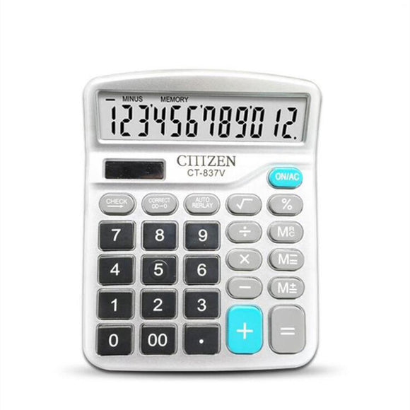 GTTTZEN Finance Calculator 12 Digits Solar and Coin Battery Power Desktop Deli Office Stationery