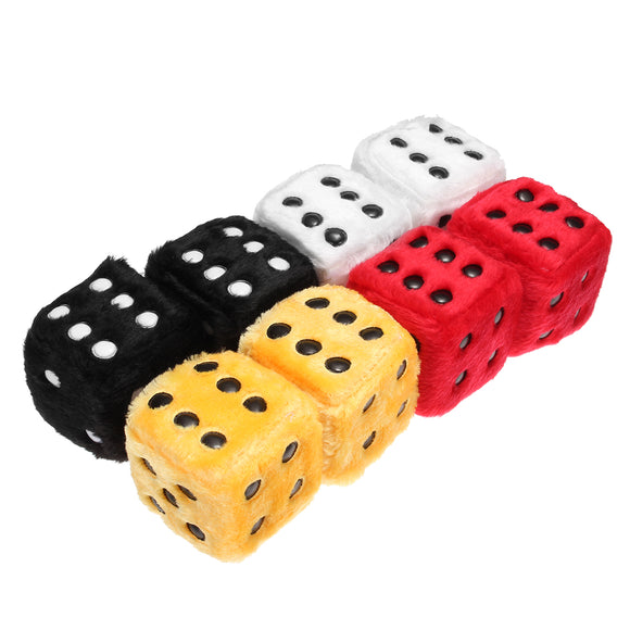 7x7x7cm One Pair Vintage Fuzzy Plush Dice Hanger Hanging Mirror Decor