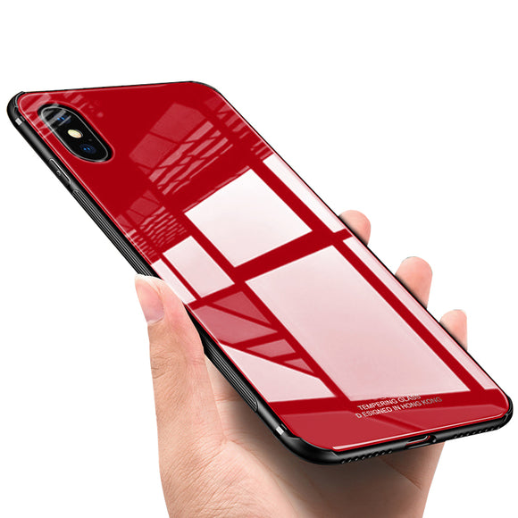 Bakeey Tempered Glass Mirror Back TPU Frame Protective Case for iPhone X/7/8 7Plus/8Plus