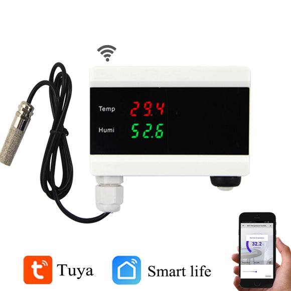 WIFI Smart Temperature Humidity Alarm Sensor Thermometer Hygrometer Detector Home Digital Display Android App Alert