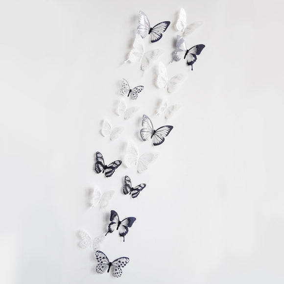 18 Pcs 3D Butterflies Wall Sticker PVC DIY Removable Decor Waterproof Mural Decoration Wall Stickers