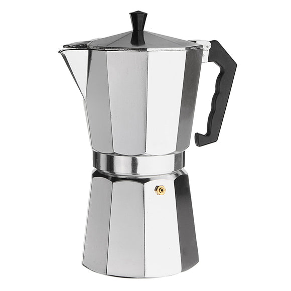 12Cups 600ML Silver Aluminum Moka Pot Octagonal Espresso Coffee Cup Grinder Stove Percolator