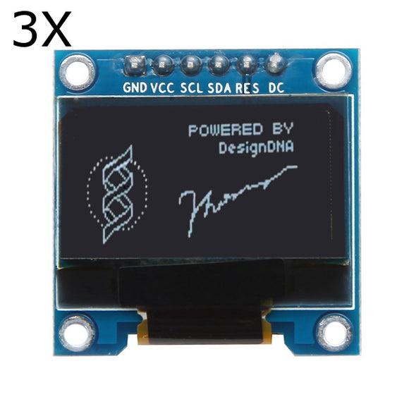 3Pcs 0.96 Inch White SPI OLED Display Module 12864 LED For Arduino