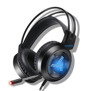 3.5mm HiFi Stereo Gaming Headset Noise Cancelling Headphone With Mic 7 Colors Breathing Light