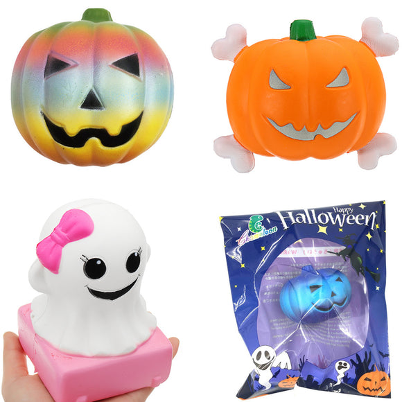 4PCS Halloween Pumpkin Ghost Squishy 10CM Slow Rising With Packaging Collection Gift Soft Toy