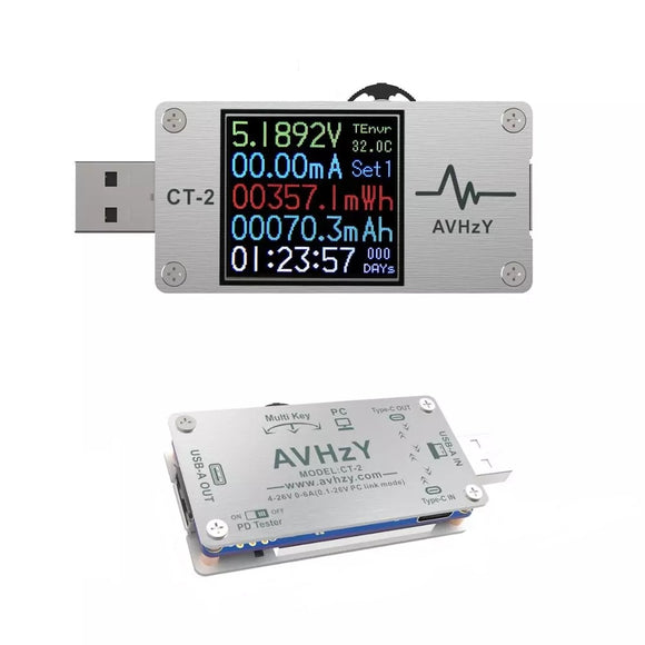AVHzY CT-2 USB Power Meter Tester Digital Multimeter Current Tester Voltage Detector DC 26V 6A Test Speed of Charger Voltmeter Ammeter