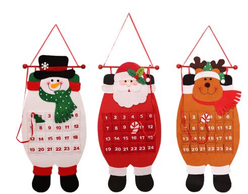 Christmas 2017 Advent Calendar Craft Santa Claus Snowman Hanging Decor Christmas Pendant Ornament