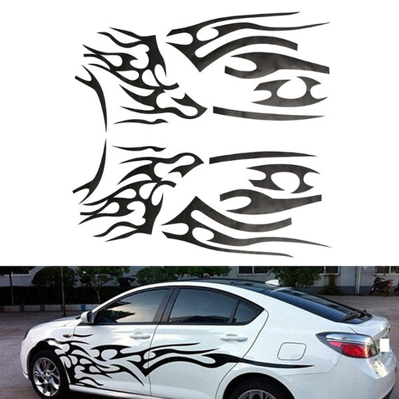 2Pcs Black Vinyl Graphics Car Decals Sticker Flame Pattern Auto Body Decoration Universal