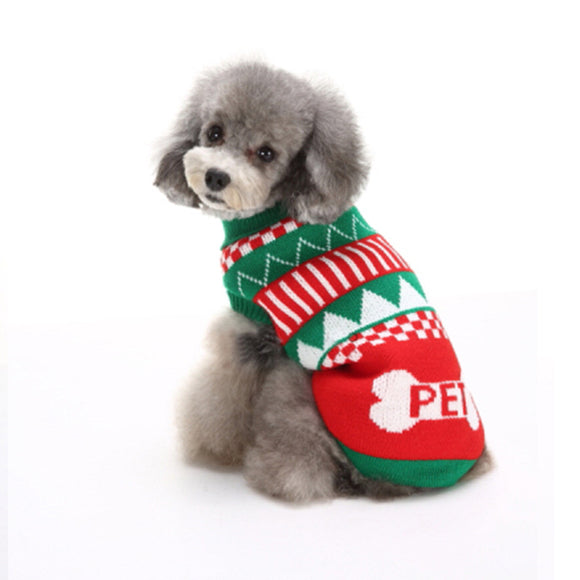 Christmas Theme Pet Sweater Dog Cat Warm Knit Crochet Pullover Springy Clothes Apparel Coat