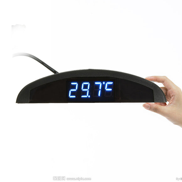 LED Digital Auto Clock Voltmeter Thermometer 12V 3 In 1 Function