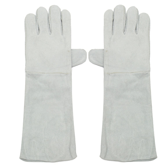 Welding Gloves Long Cuff Soft Leather Welding Protective Gloves Heat Gear Fireproof Waterproof
