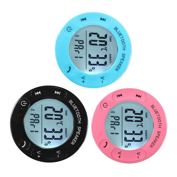 BTS-66 Bathroom Sucker Bluetooth Speaker LED LCD with Temperature Display