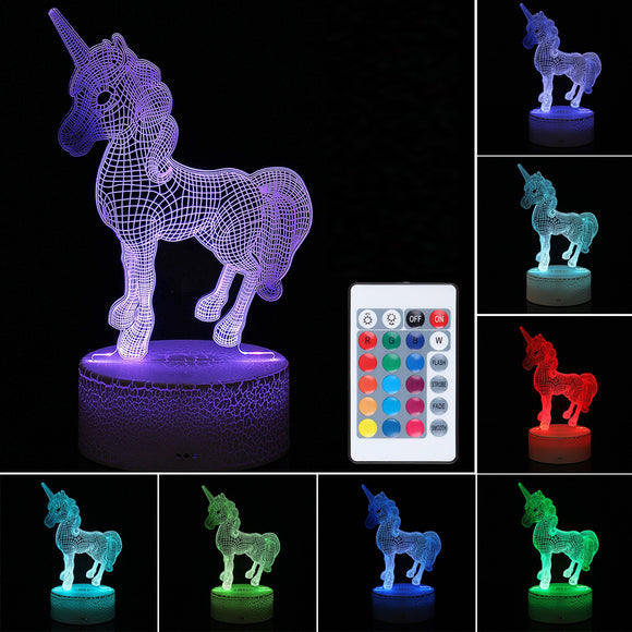 3D LED Night Light USB Horse Animal 7 Color Change Table Desk Lamp Lighting Gift