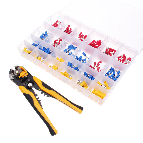 400Pcs Connectors Electrical Wire Terminal Block Kit with Cutter Stripper Plier Crimper