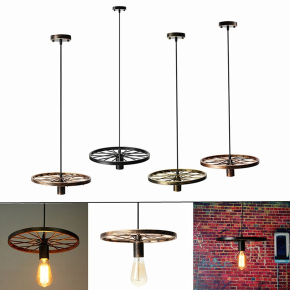 Vintage Industrial Loft Retro DIY Iron Wheel Ceiling Light Pendant Lamp Fixture