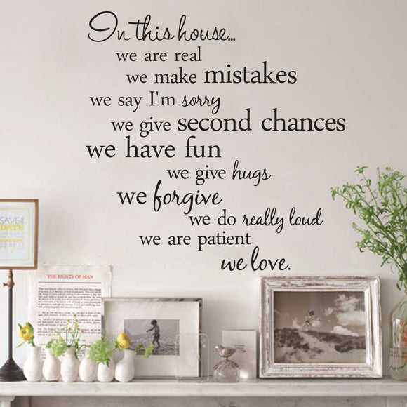 60X56CM In This House English Letter Proverbs Wall Stickers Home Decoration