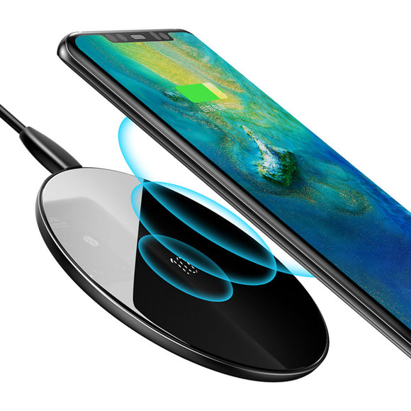 Baseus 10W 7.5W QC3.0 Glass Mirror Wireless Charger charging pad For iPhone XS HUAWEI Mate 20 Pro S9