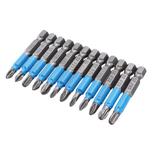 Drillpro 12pcs Screwdriver Bit 1/4 Inch Hex Shank Anti Slip PH2 Phillips Magnetic Impact Screwdriver Bits