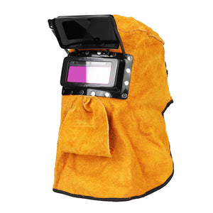 Leather Welding Helmet Mask Anti-glare Solar Auto Darkening Neck Protect Welding